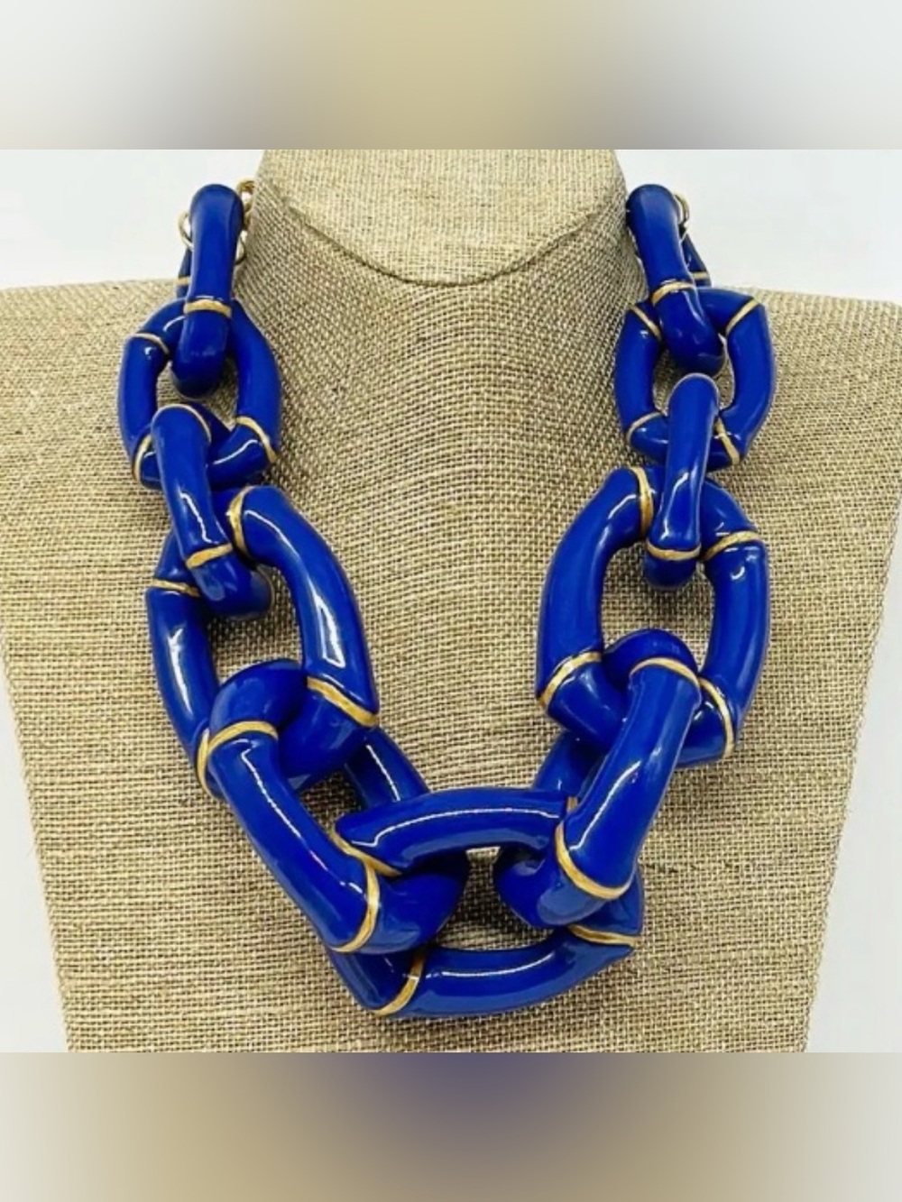 Bold Cobalt Blue Statement Link Necklace - Women's Jewelry